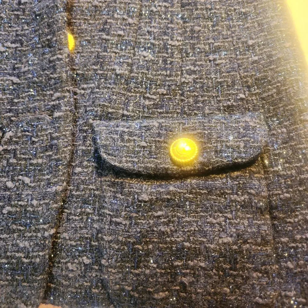 VTG Impasse New York Blazer Womens 2 Tweed Gold Buttons Corpcore Darkacademia